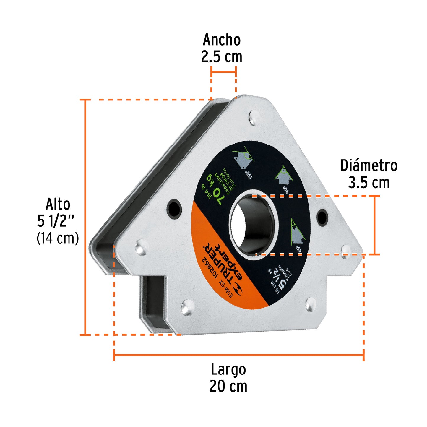 Escuadra magnética 5' para soldar, capacidad 37 kg, Expert