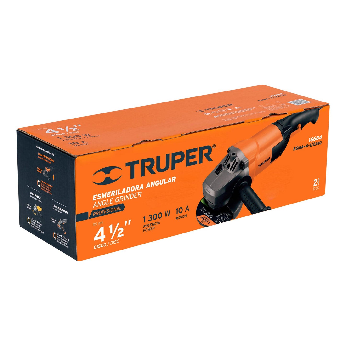Esmeriladora angular 4-1/2", profesional, 1300 W