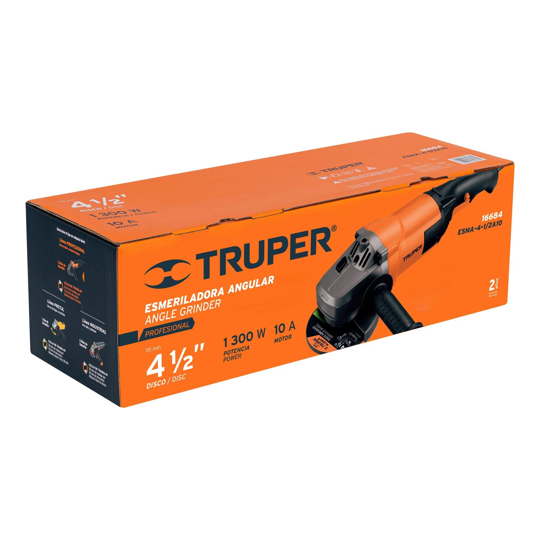 Esmeriladora angular 4-1/2", profesional, 1300 W