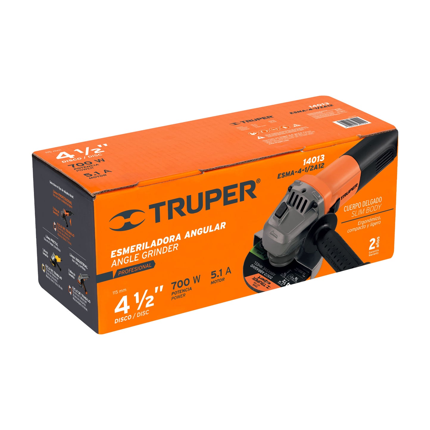 Esmeriladora angular 4-1/2", profesional, 700 W