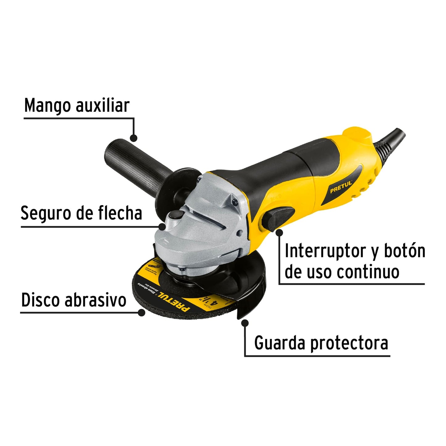 Esmeriladora angular 4-1/2", 700 W, Pretul