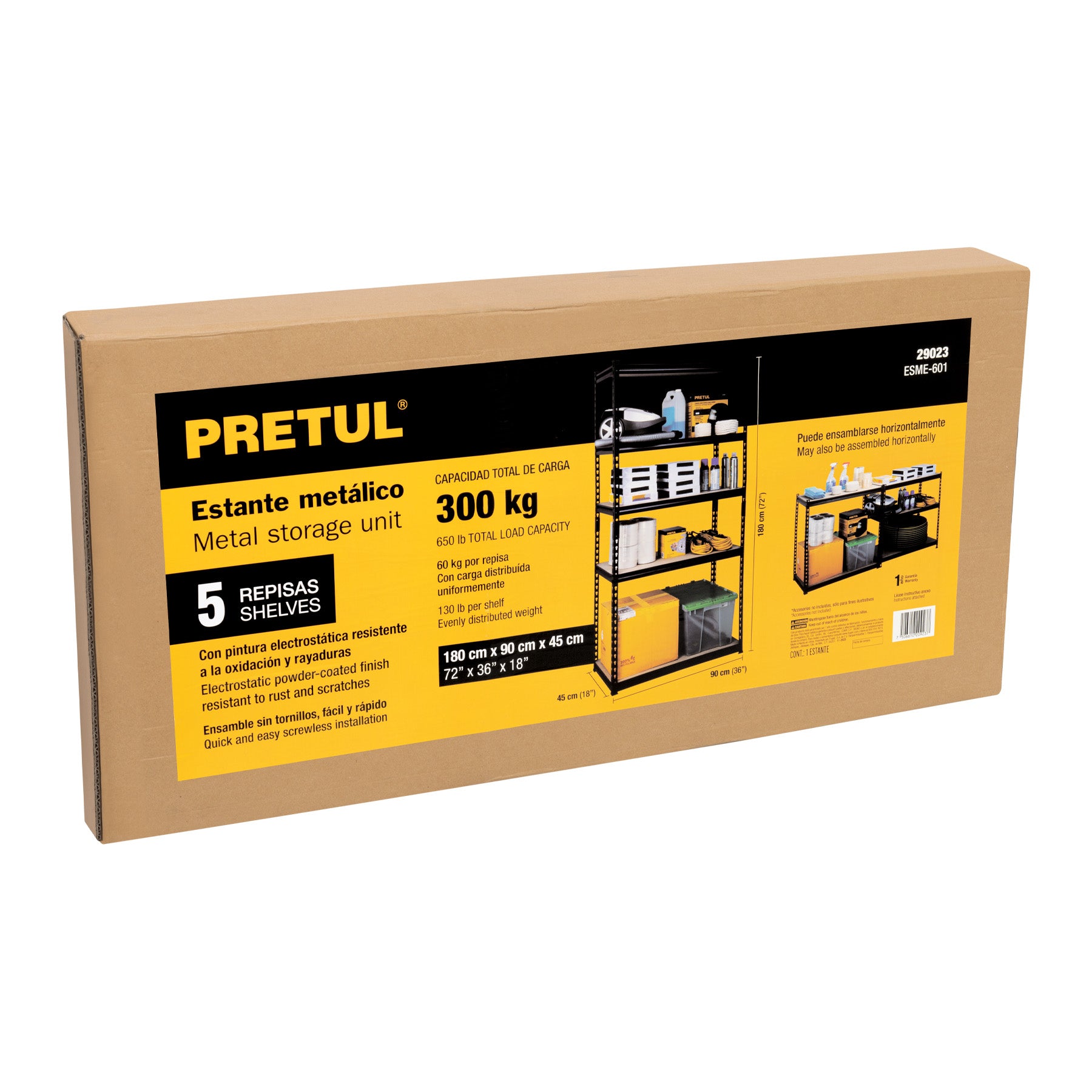 Estante metálico 5 repisas MDF cap.60 kg 183x46x91, Pretul