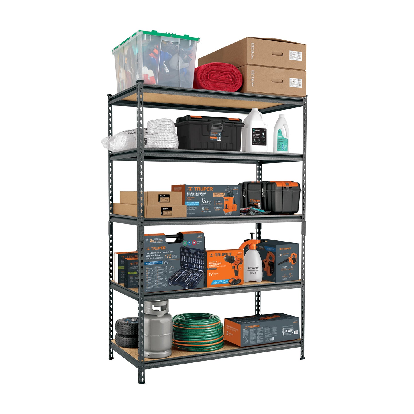 Estante metálico 5 repisas MDF cap. 60 Kg 183x61x122, Pretul