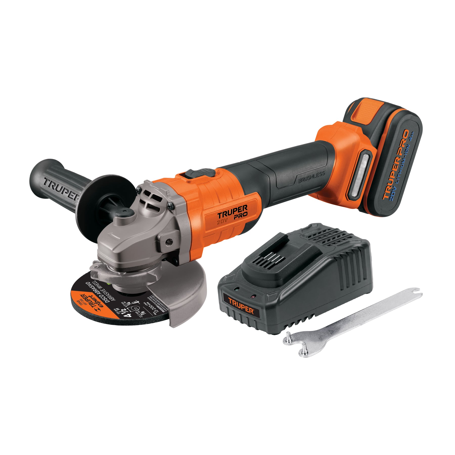 Esmeriladora angular inal. 4-1/2' 20V, 1 bat. 4Ah,1 carg,PRO