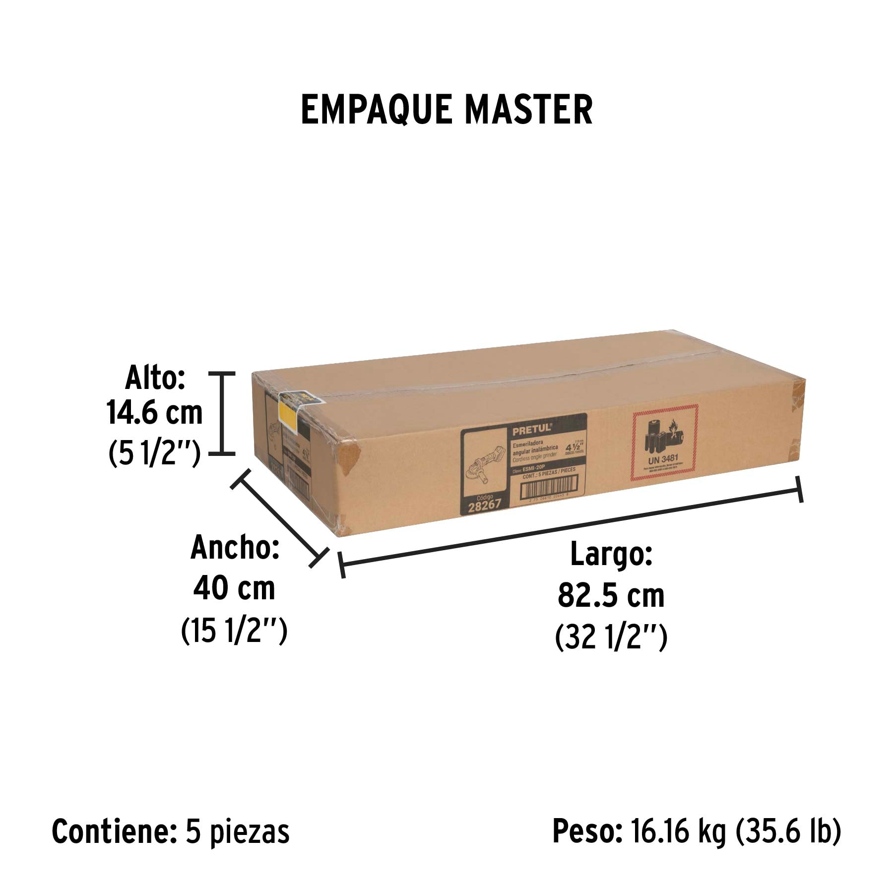 Esmeriladora angular inalámbrica 4-1/2', 20 V, Pretul