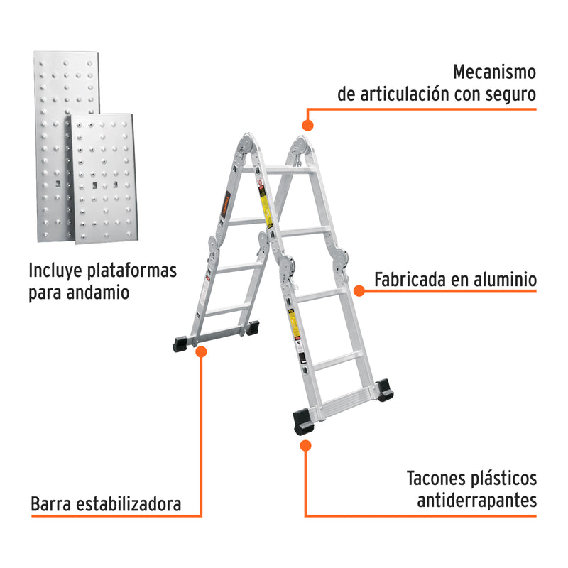 Escalera multiposición 8 peldaños,Tipo I