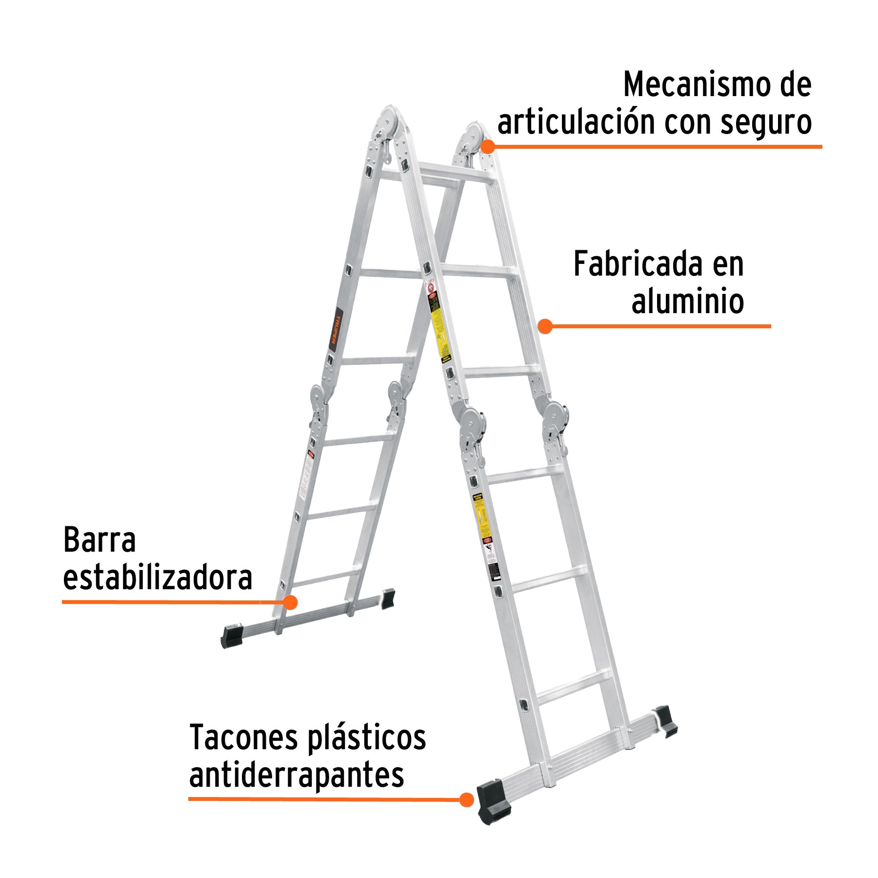 Escalera multiposición, 12 peldaños, Tipo I
