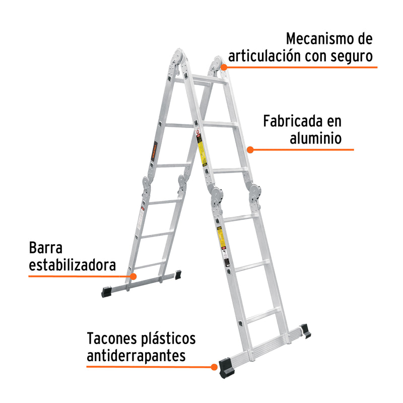 Escalera multiposición, 12 peldaños, Tipo I