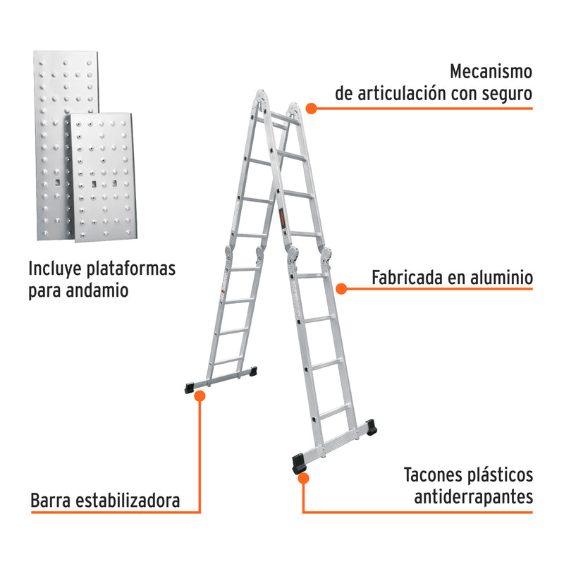 Escalera multiposición 16 peldaños, Tipo I