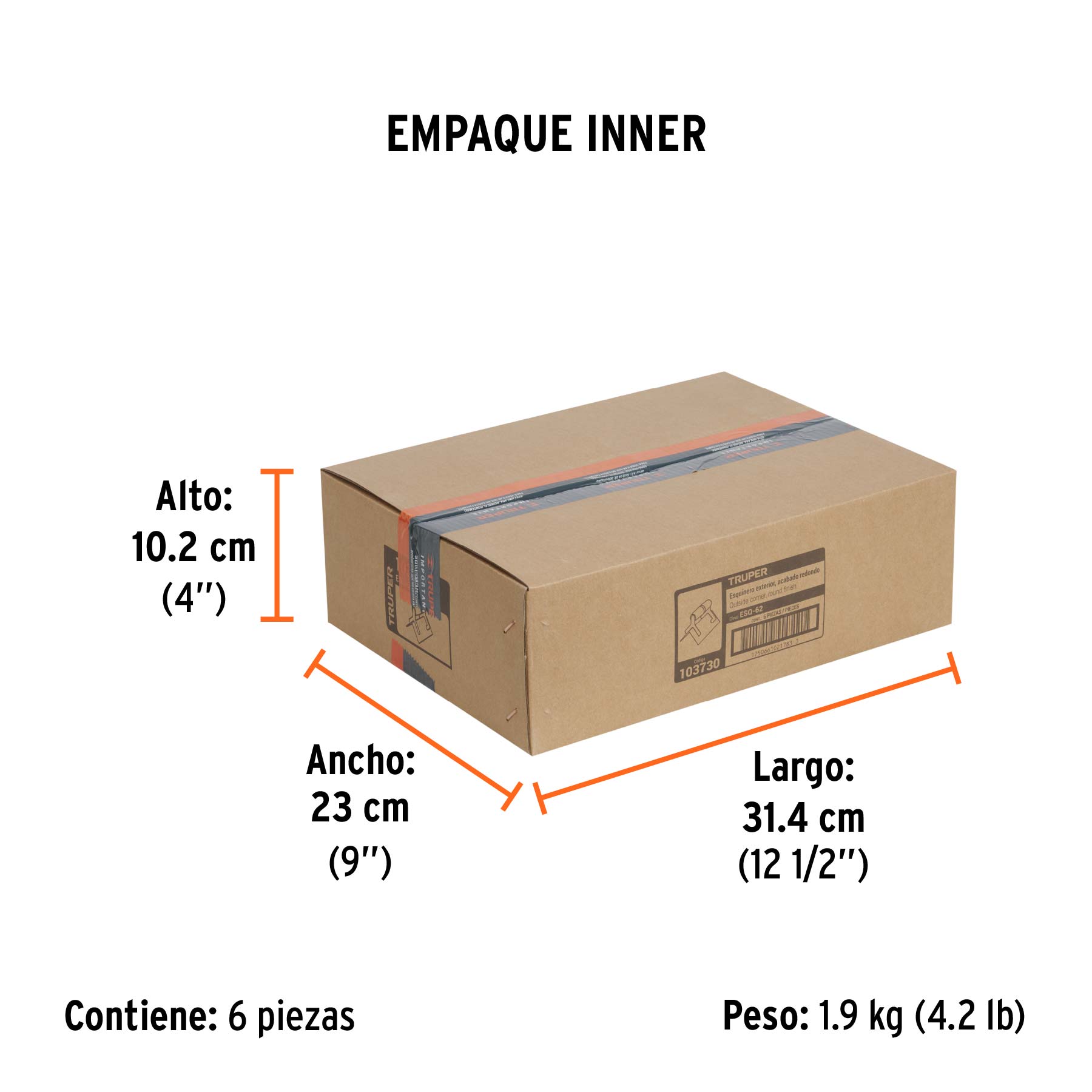 Esquinero exterior, para acabado redondeado, Truper