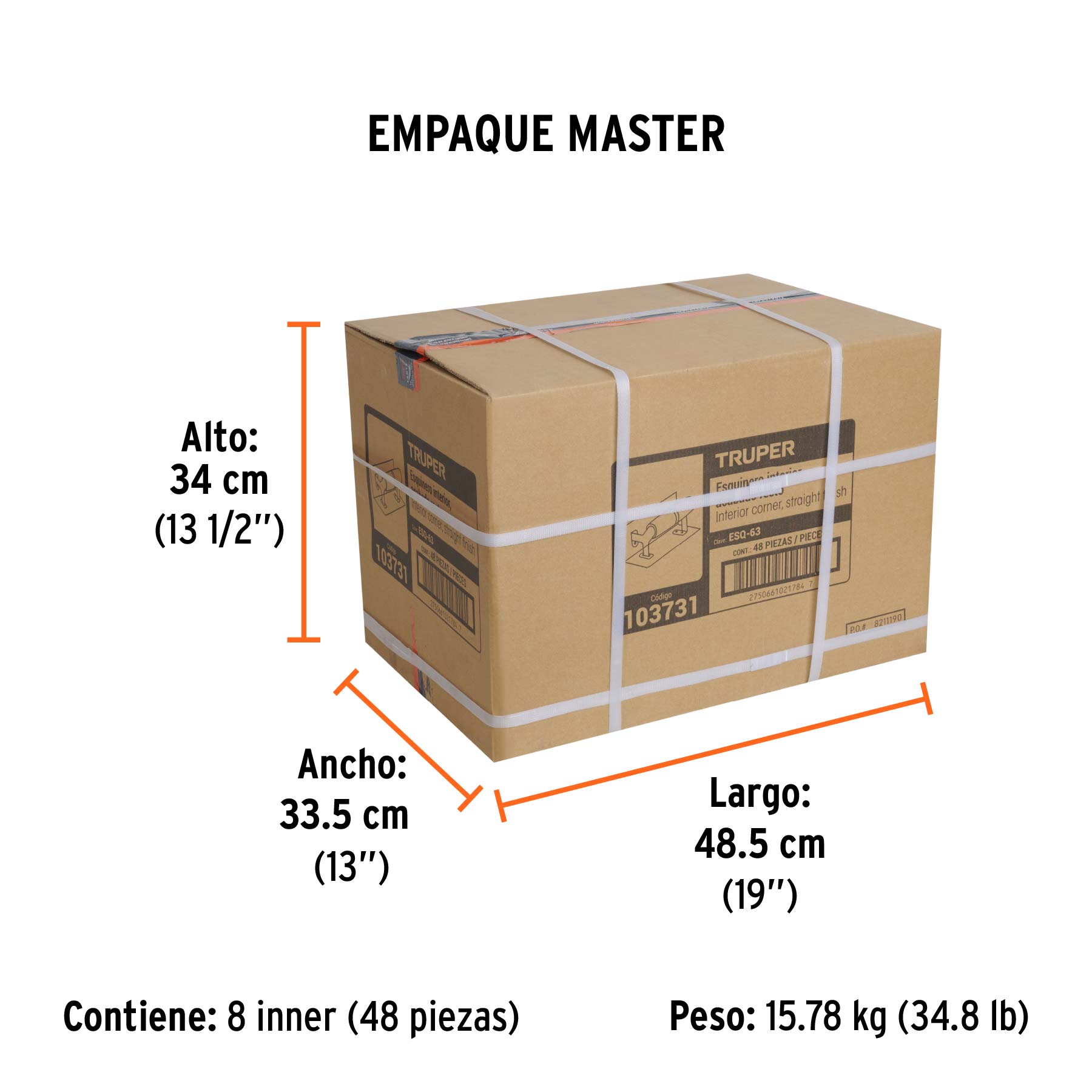 Esquinero interior, para acabado recto, Truper