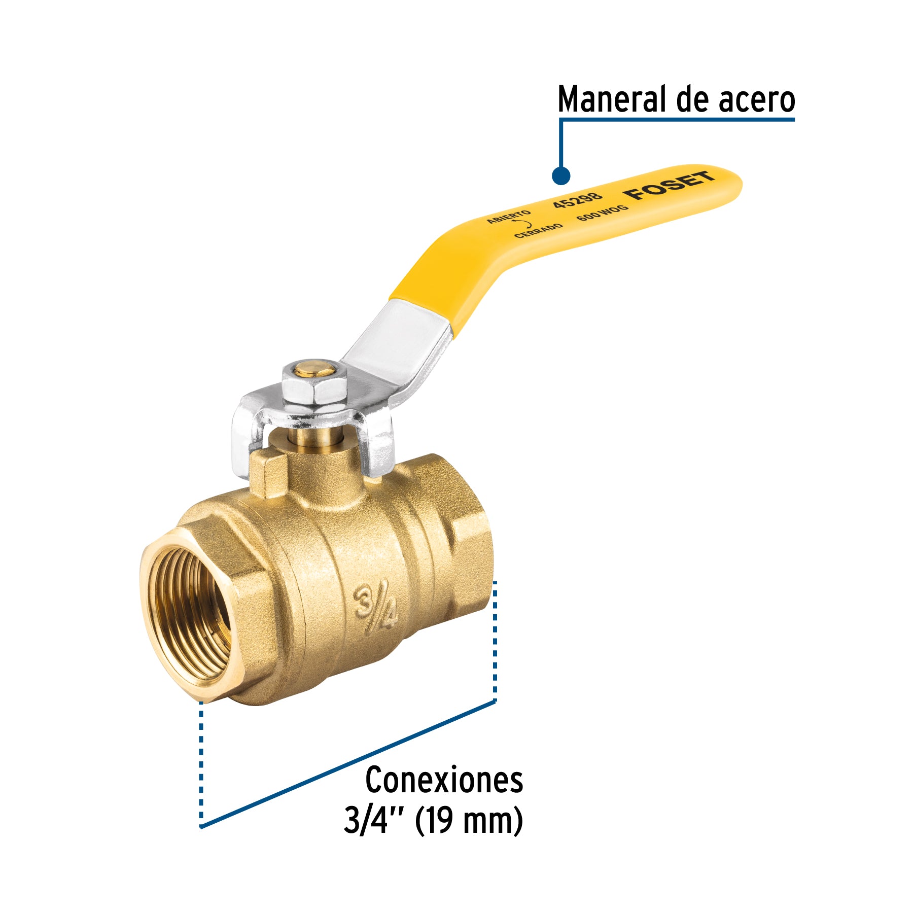 Válvula de esfera para gas, soldable, 3/4', alta presión