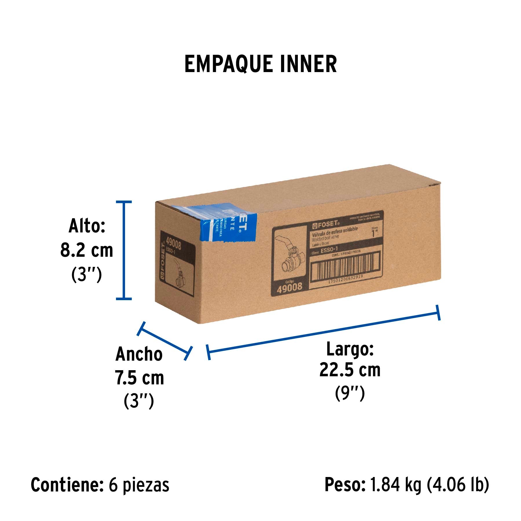 Válvula de esfera, de latón, soldable 1"
