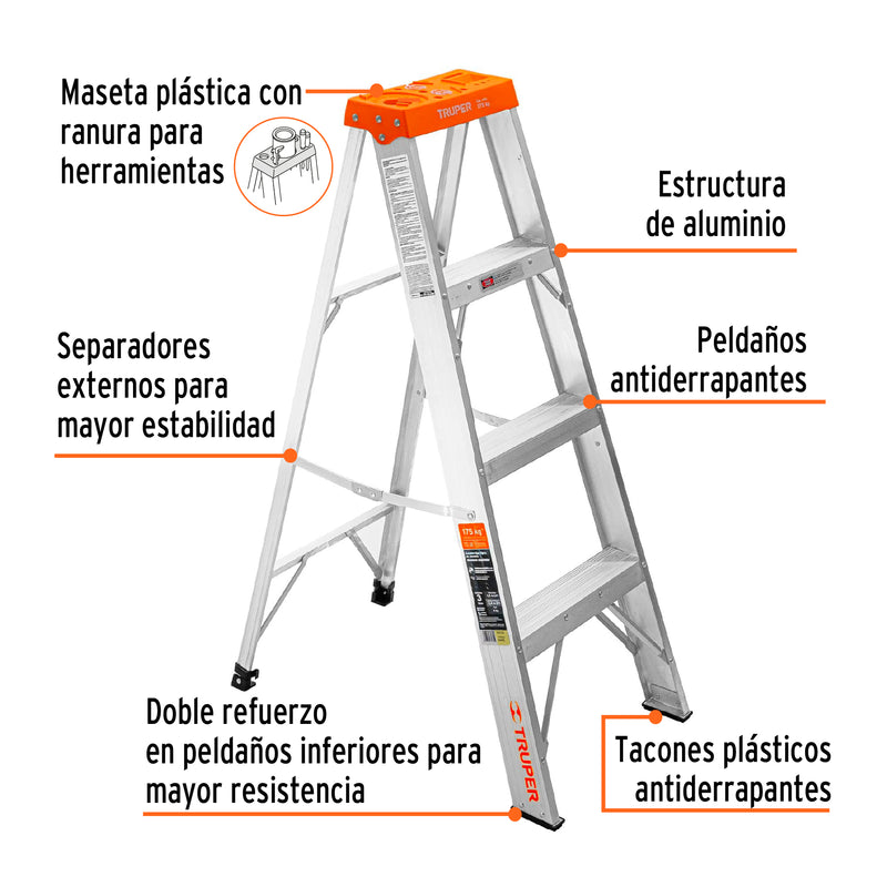 Escalera de tijera tipo II, 3 escalones