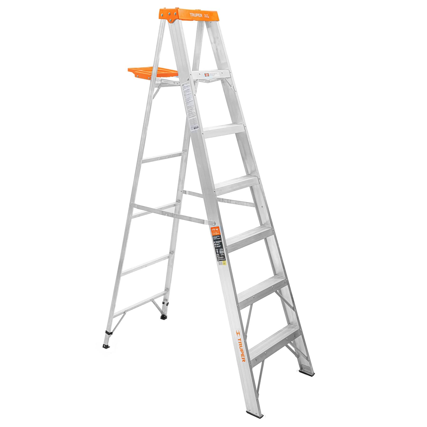 Escalera de tijera tipo II, 6 escalones, con bandeja