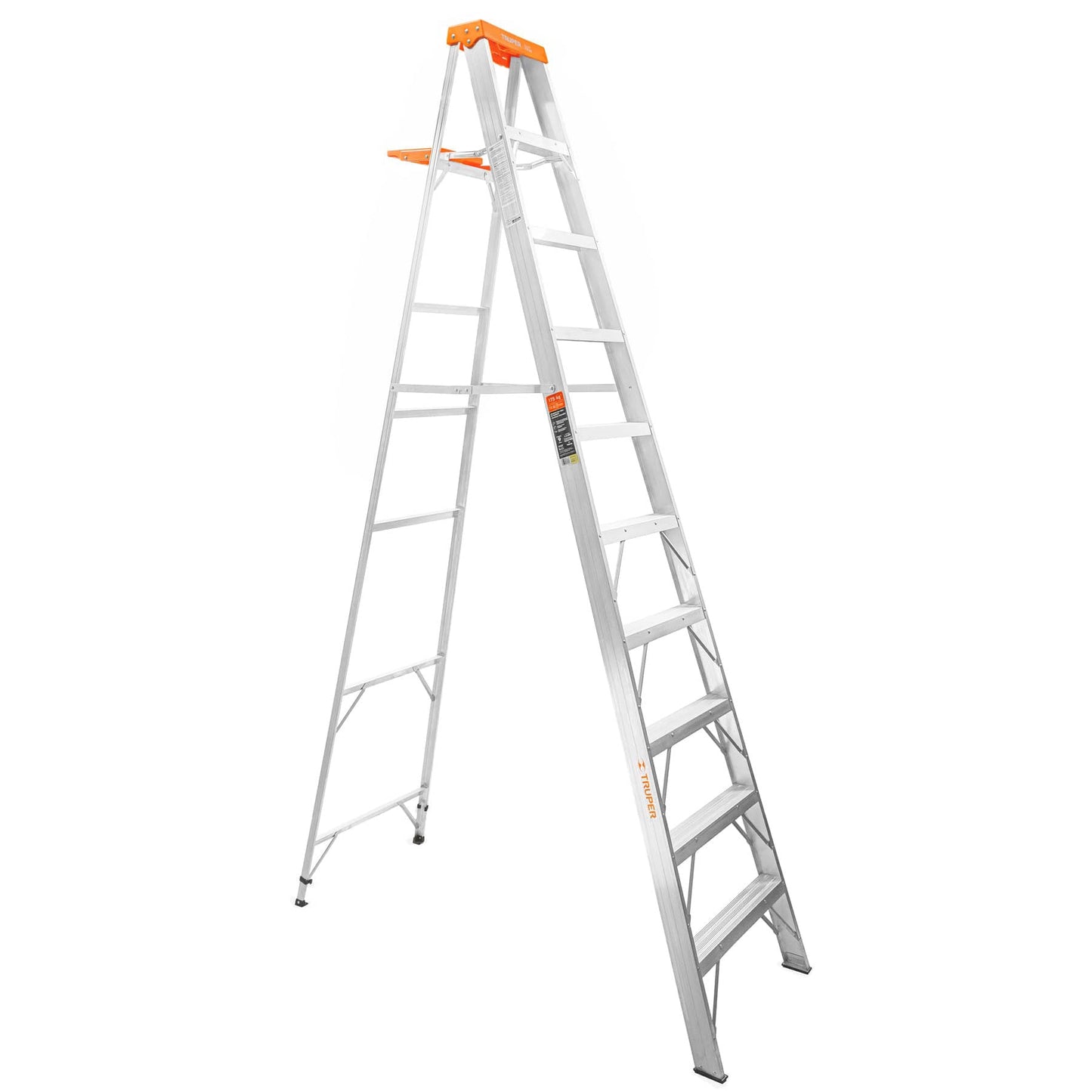 Escalera de tijera tipo II, 9 escalones, con bandeja