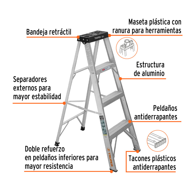 Escalera de tijera tipo III, 3 escalones
