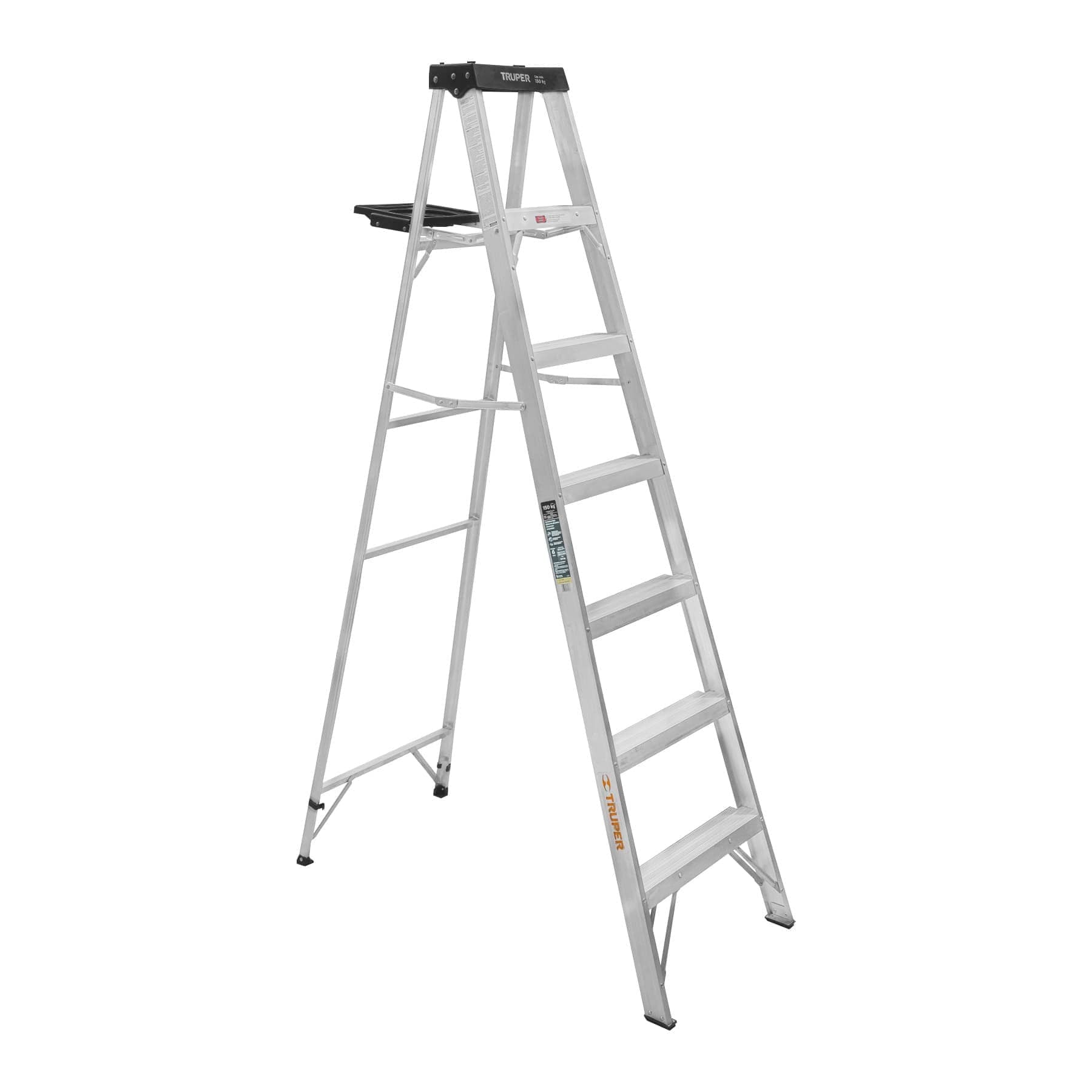 Escalera de tijera tipo III, 6 escalones, con bandeja