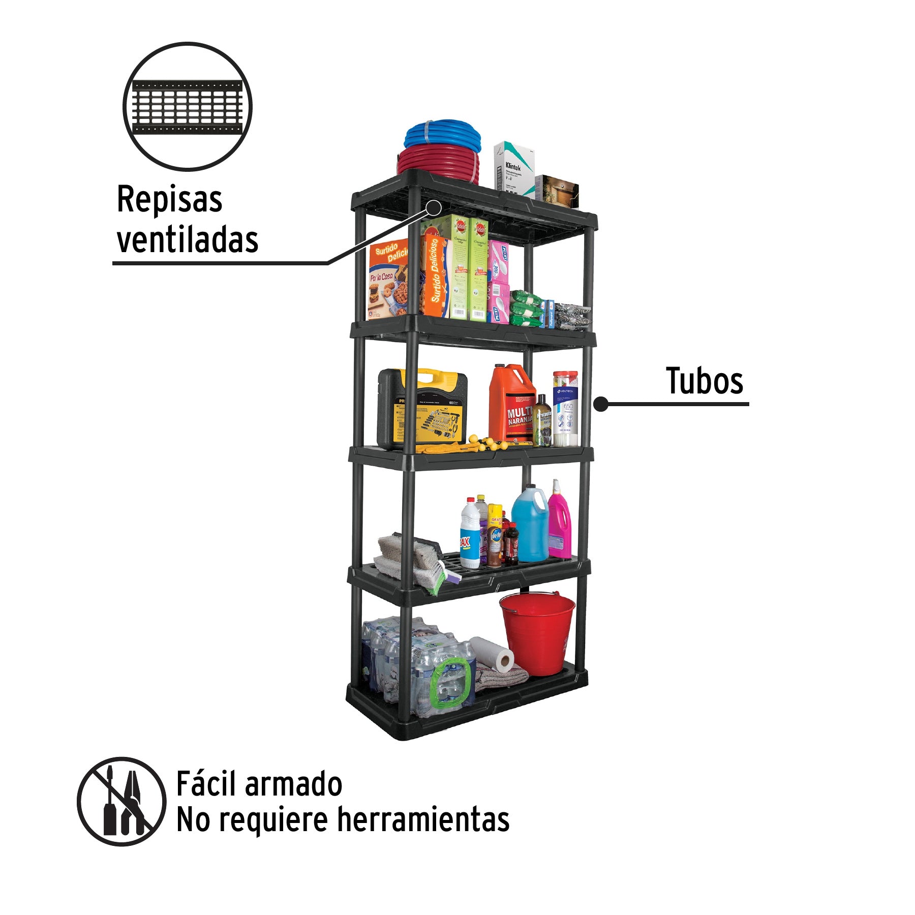 Estante plástico Pretul de 5 repisas
