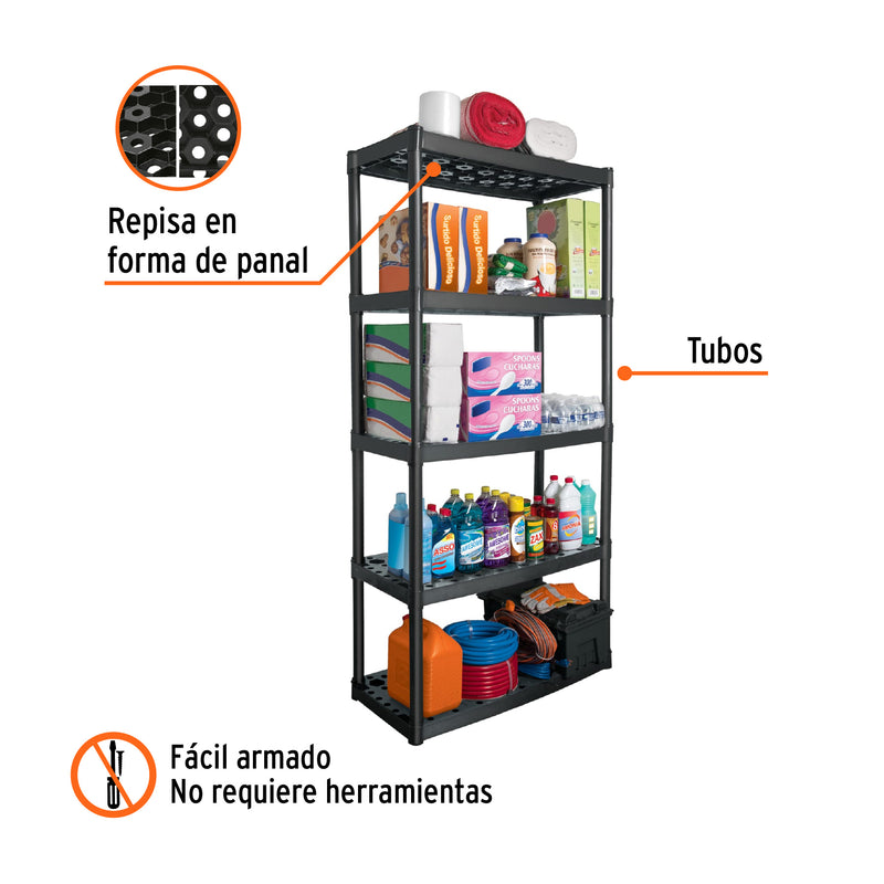 Estante plástico, uso rudo, 5 repisas