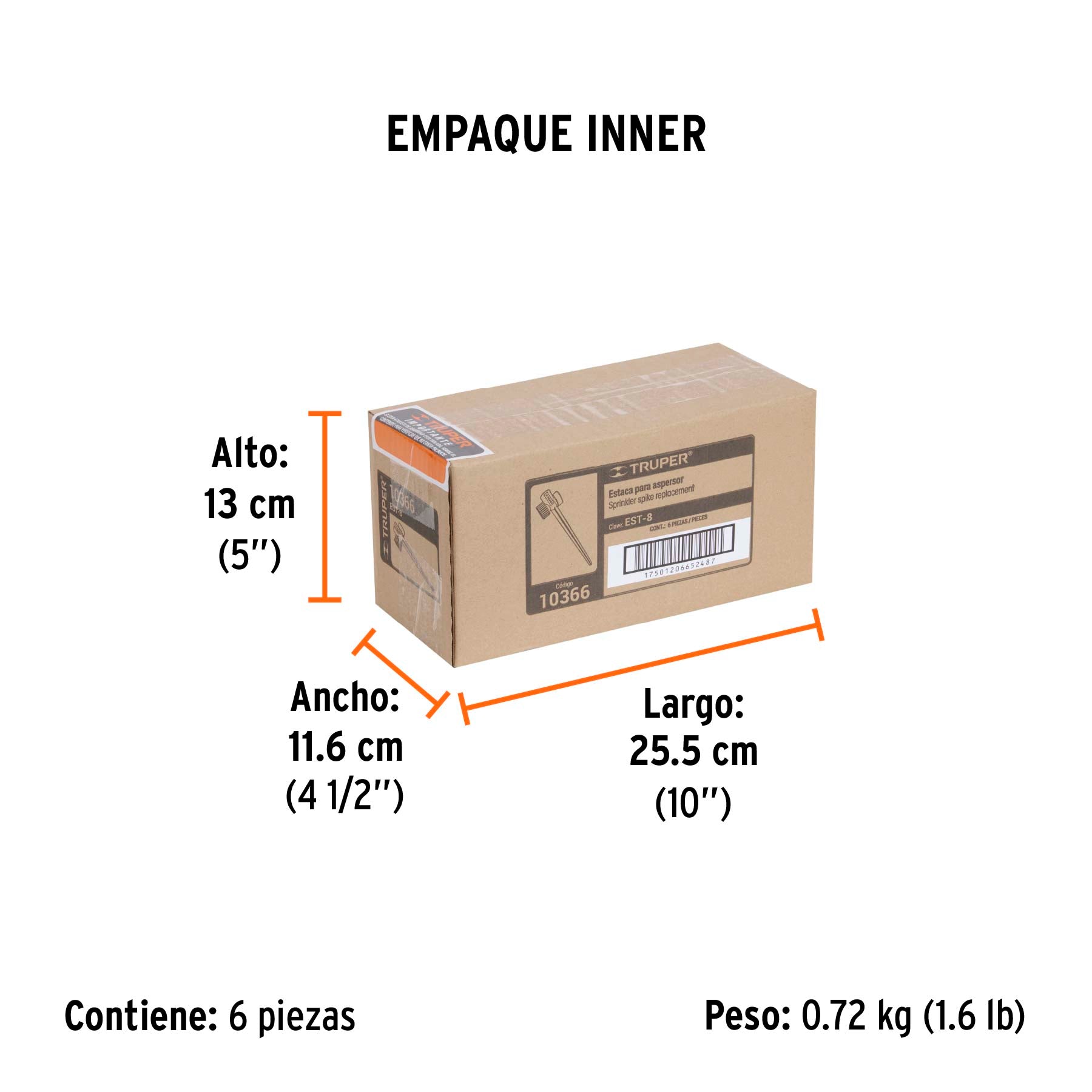 Estaca metálica universal para aspersor, 8"