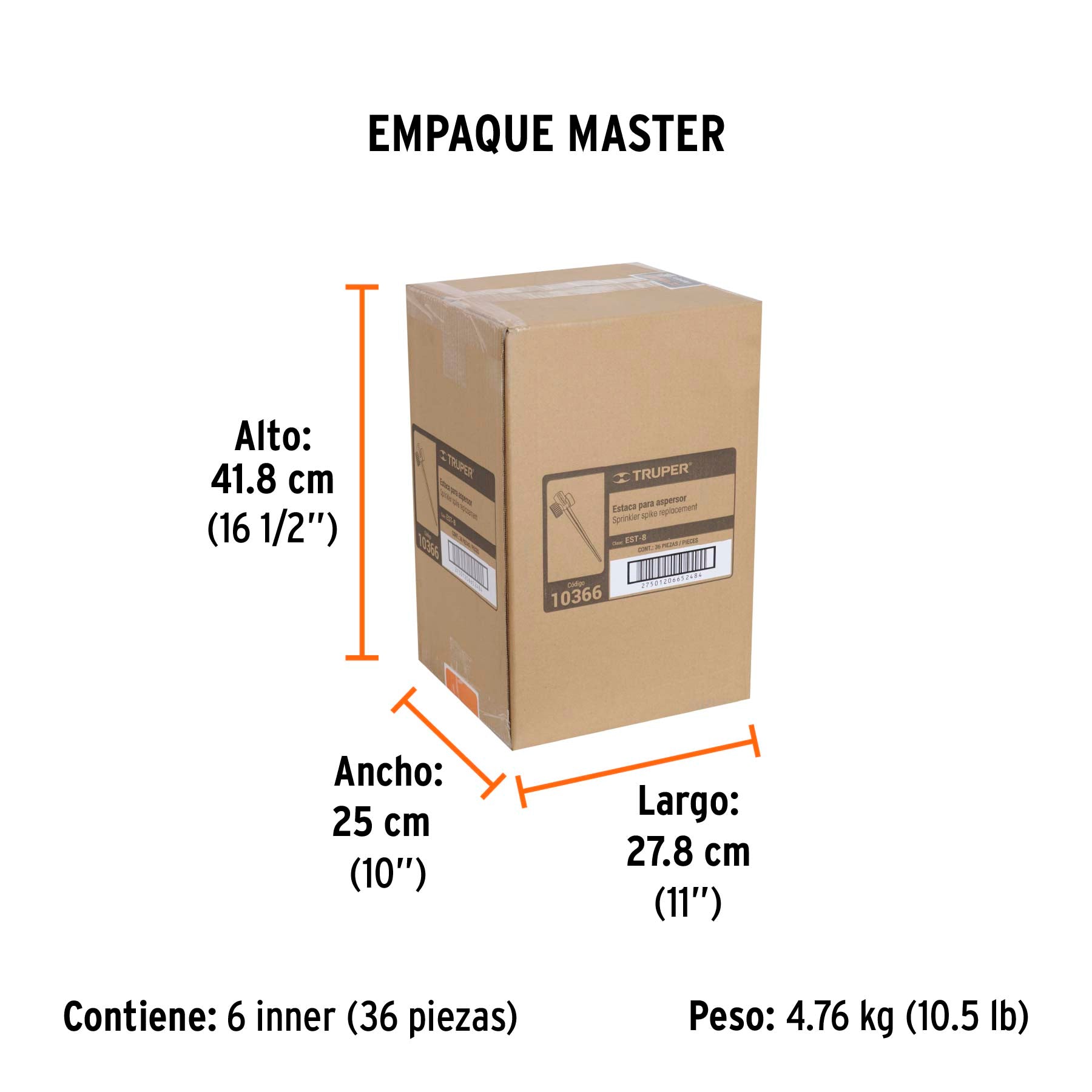 Estaca metálica universal para aspersor, 8"