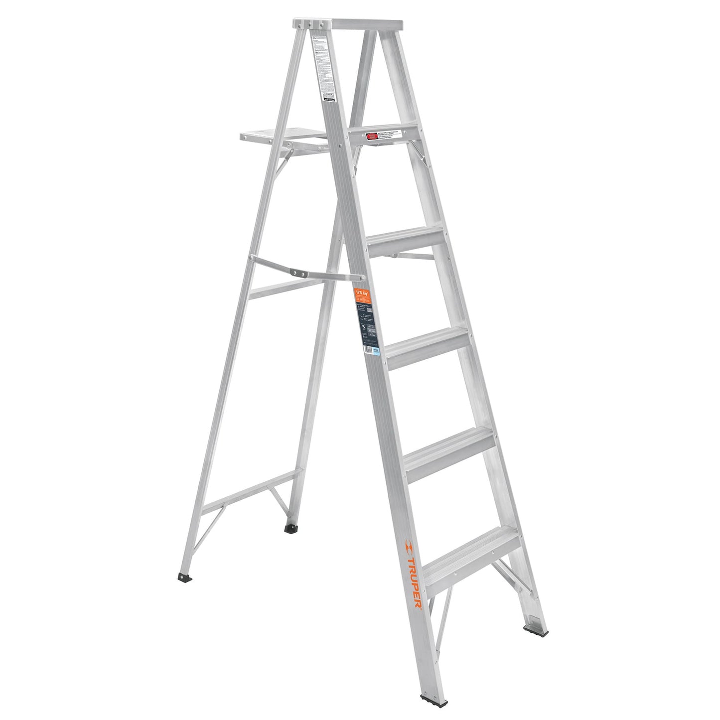 Escalera de tijera, aluminio, tipo ll, 5 escalones