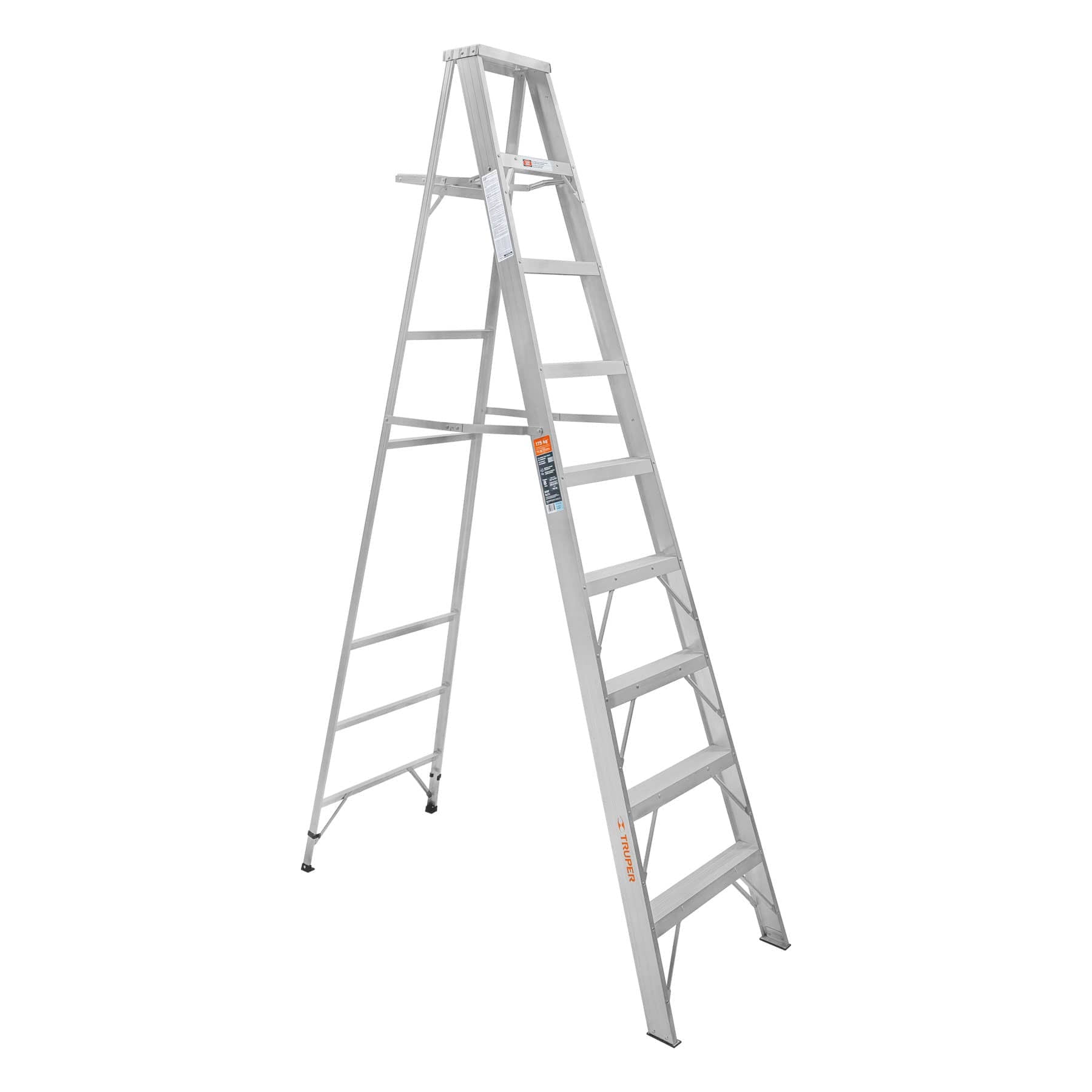 Escalera de tijera, aluminio, tipo ll, 8 escalones