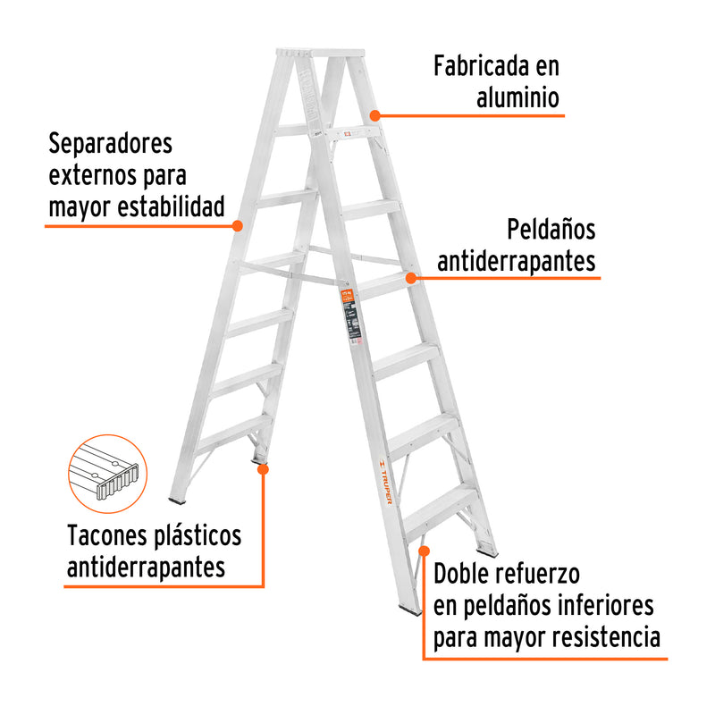 Escalera de tijera doble, tipo ll, 6 escalones