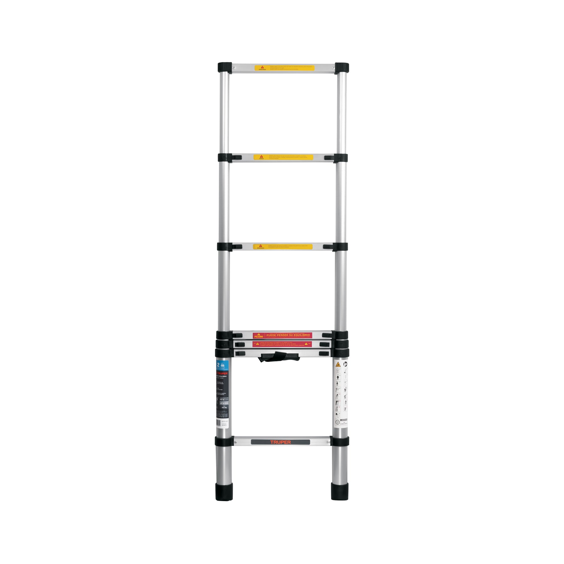 Escalera telescópica, 7 peldaños, tipo II, capacidad 175kg