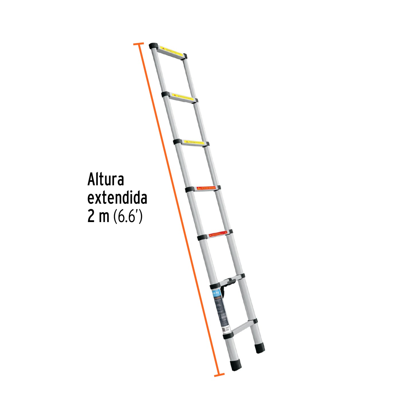 Escalera telescópica, 7 peldaños, tipo II, capacidad 175kg