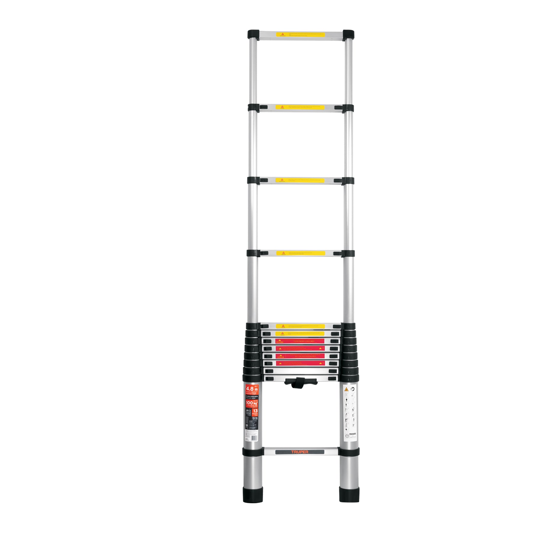 Escalera telescópica,13 peldaños, tipo II, capacidad 175kg