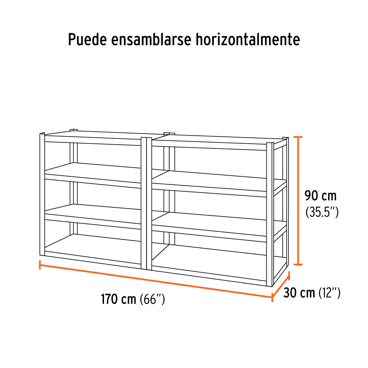 Estante metálico 8 repisas capacidad 80 Kg,180x30x85, TRUPER
