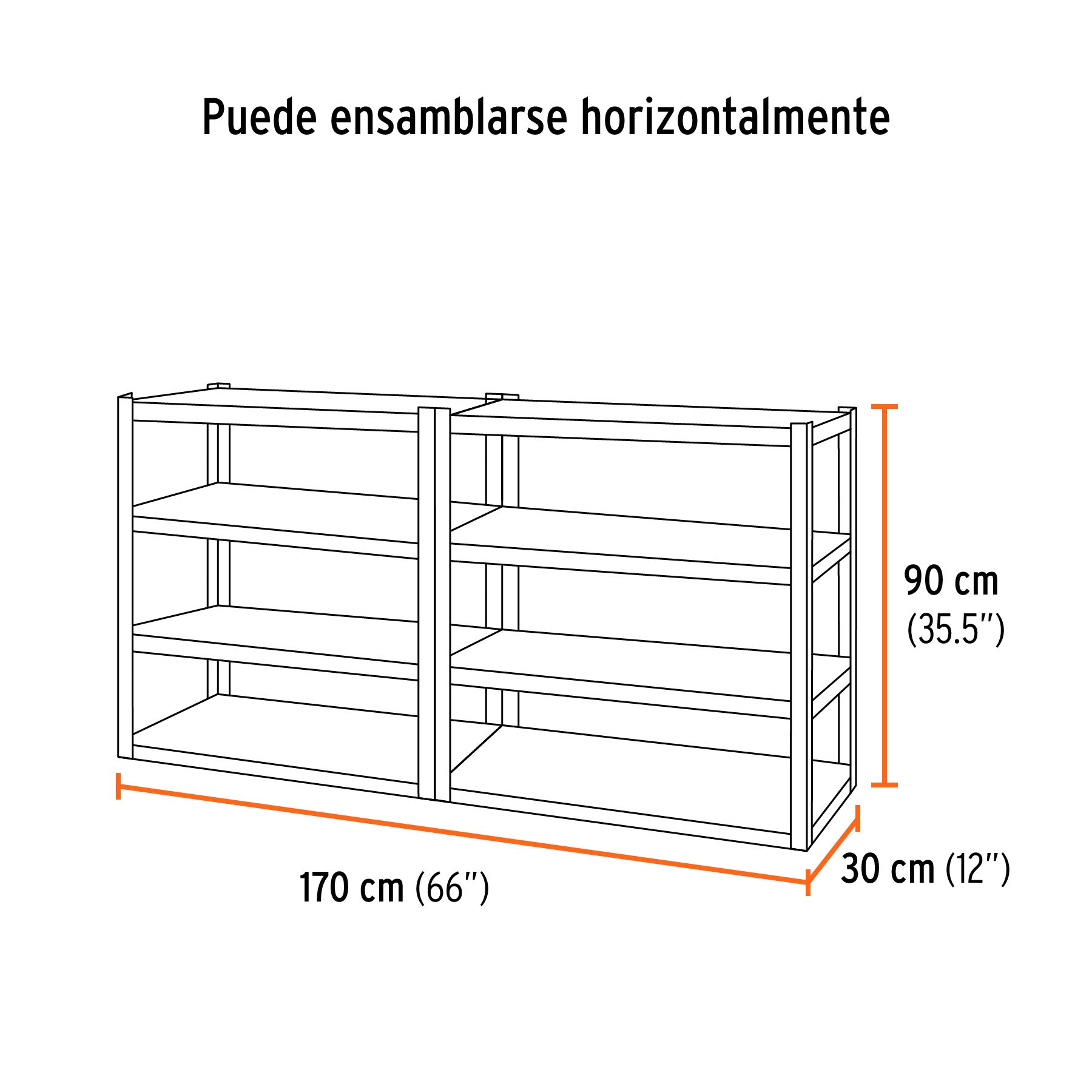 Estante metálico 8 repisas capacidad 80 Kg,180x30x85, TRUPER