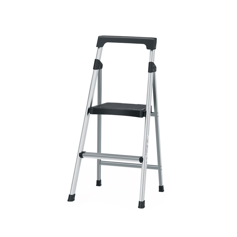 Escalera tubular, plegable, 2 peldaños, aluminio