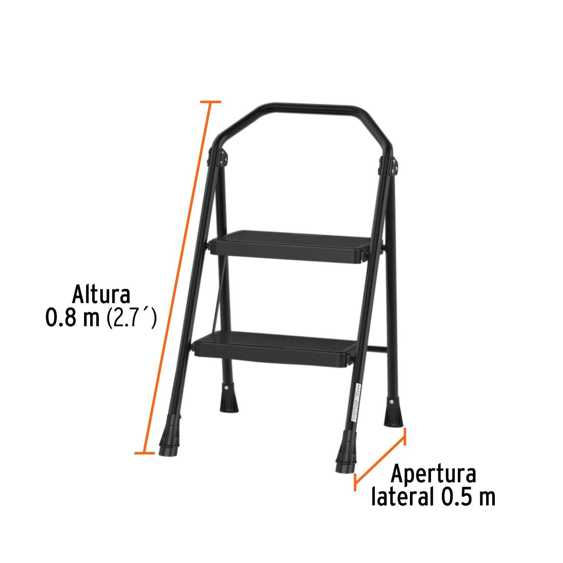 Escalera tubular, plegable, 2 peldaños, Truper