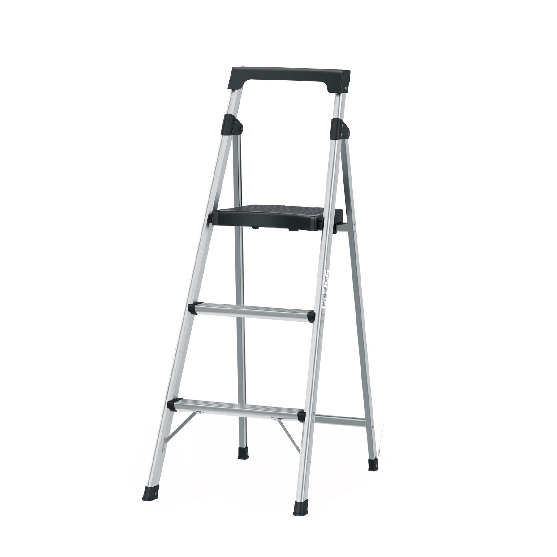 Escalera tubular, plegable, 3 peldaños, aluminio