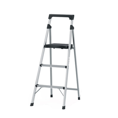 Escalera tubular, plegable, 3 peldaños, aluminio