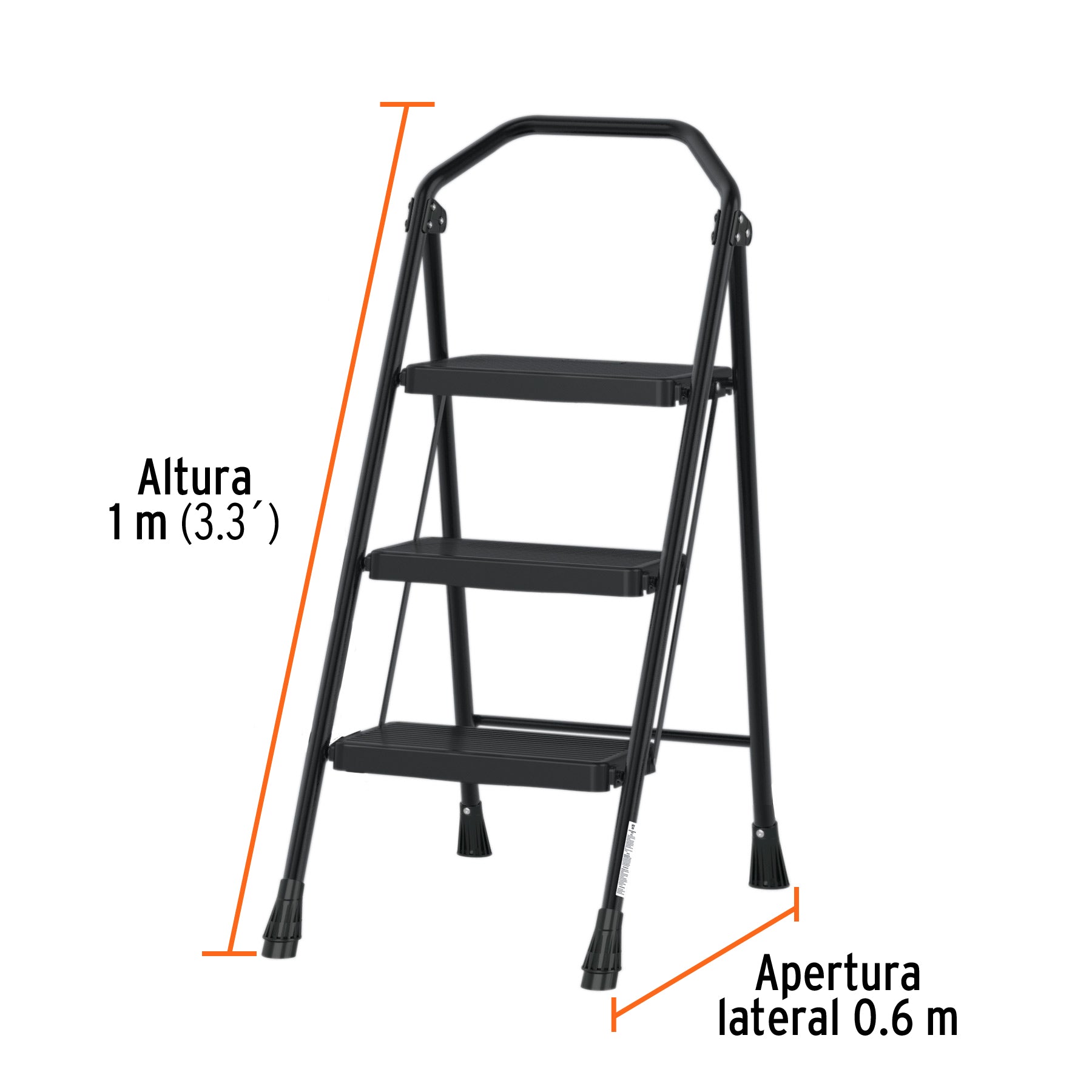 Escalera tubular, plegable, 3 peldaños, Truper