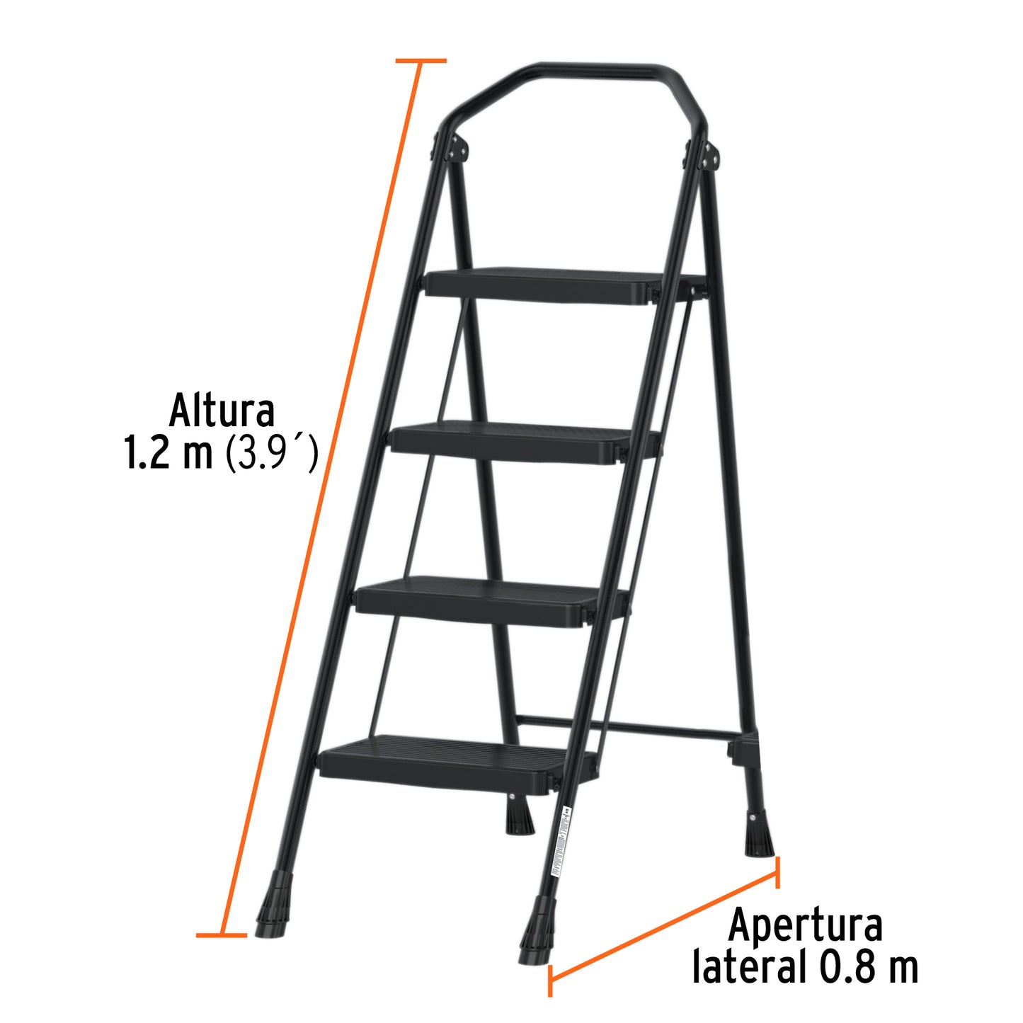 Escalera tubular, plegable, 4 peldaños, Truper
