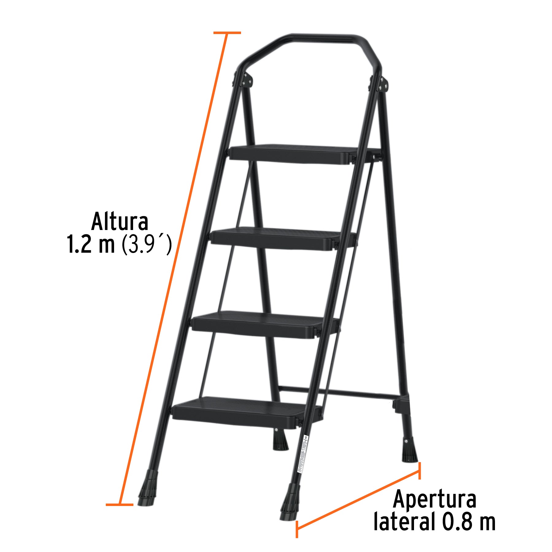 Escalera tubular, plegable, 4 peldaños, Truper