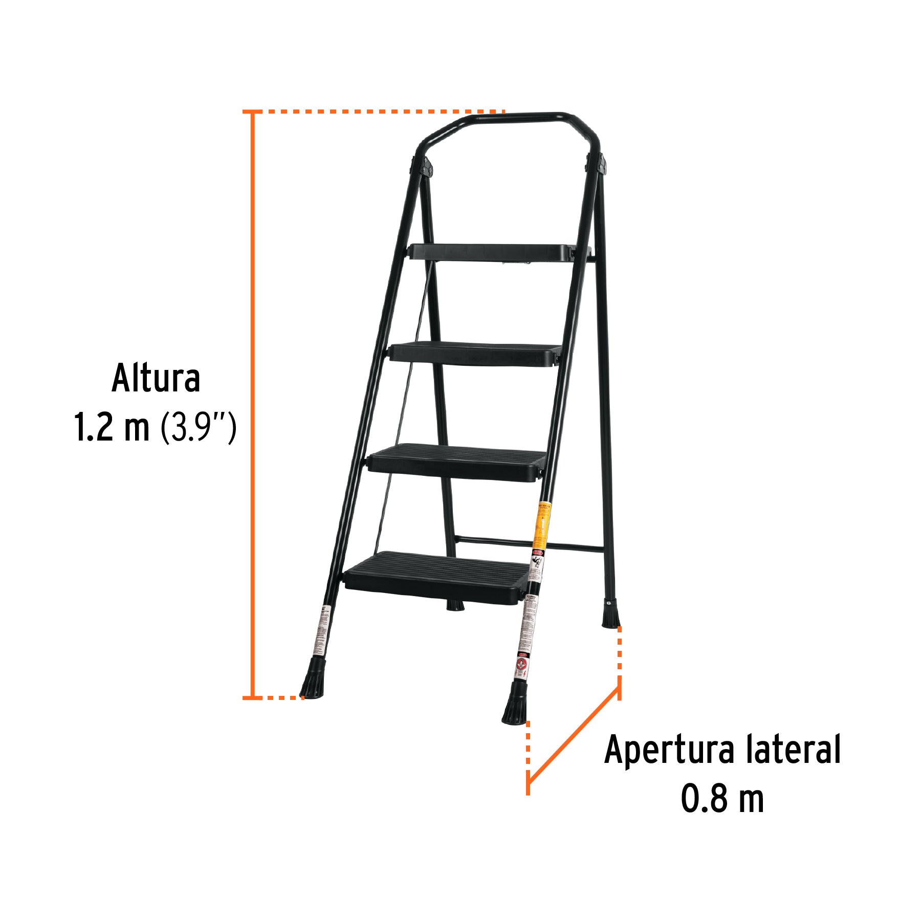 Escalera tubular, plegable, 4 peldaños, Truper