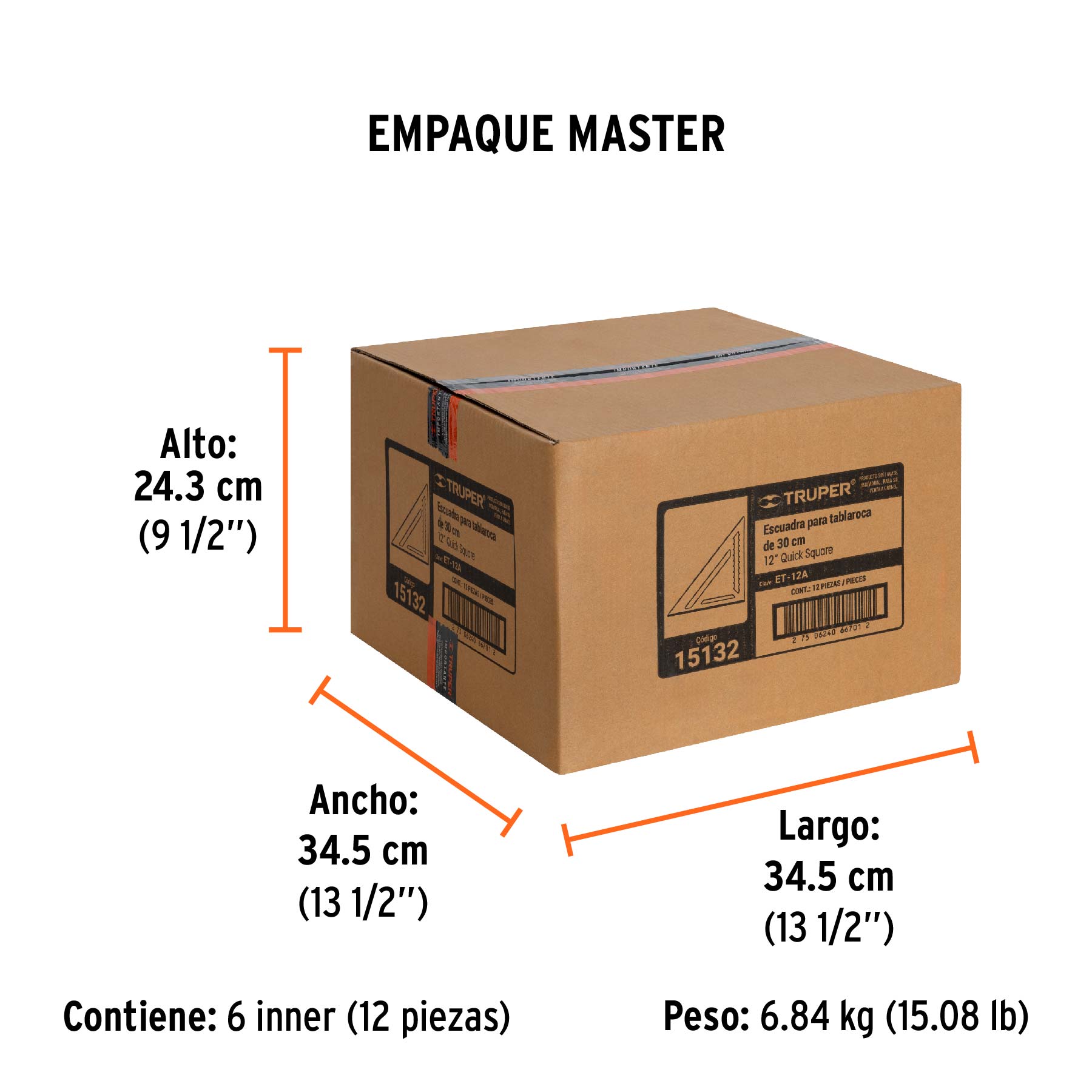 Escuadra de aluminio para tablaroca, 12" (305 mm)