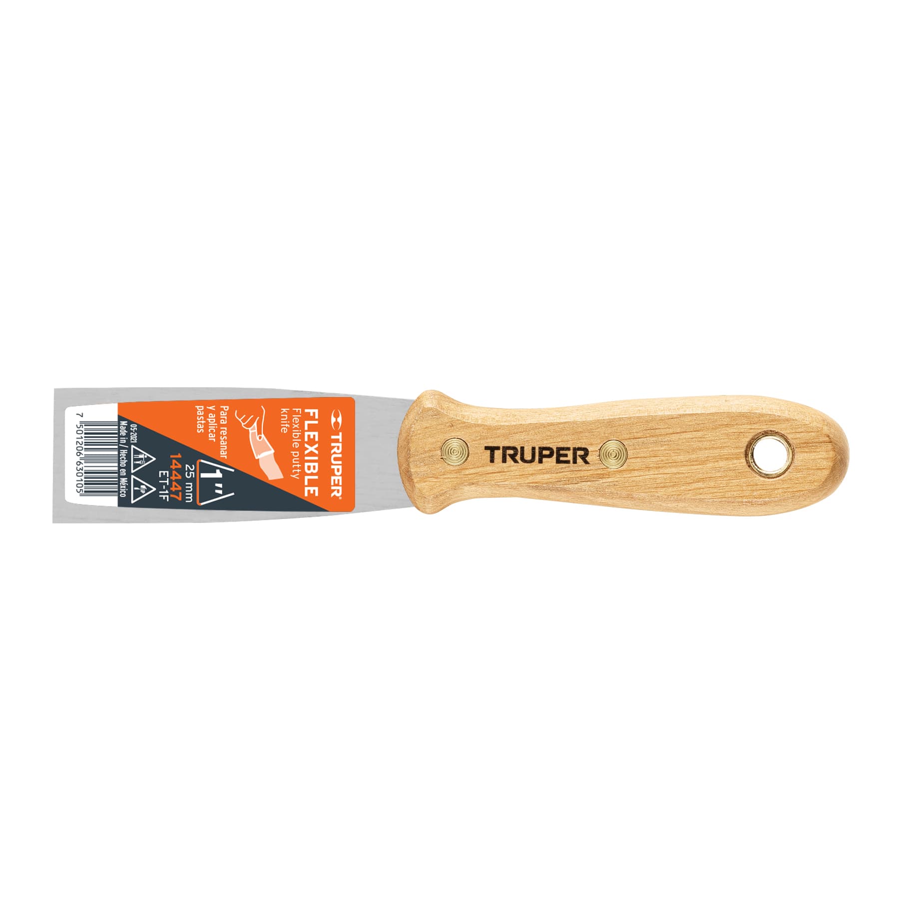 Espátula flexible, mango de madera, 1"