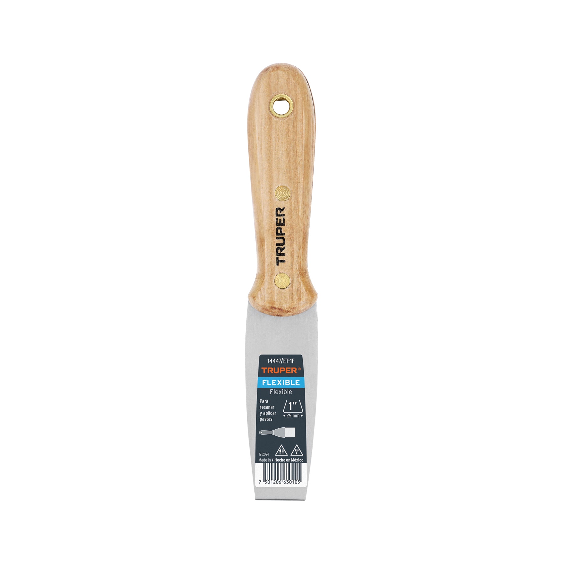 Espátula flexible, mango de madera, 1"