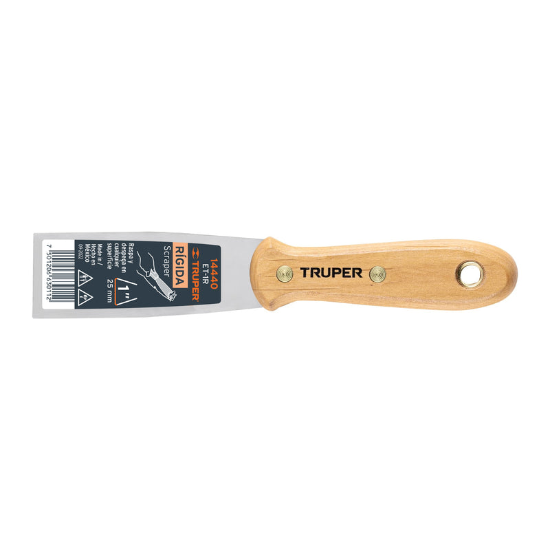Espátula rígida, mango de madera, 1"