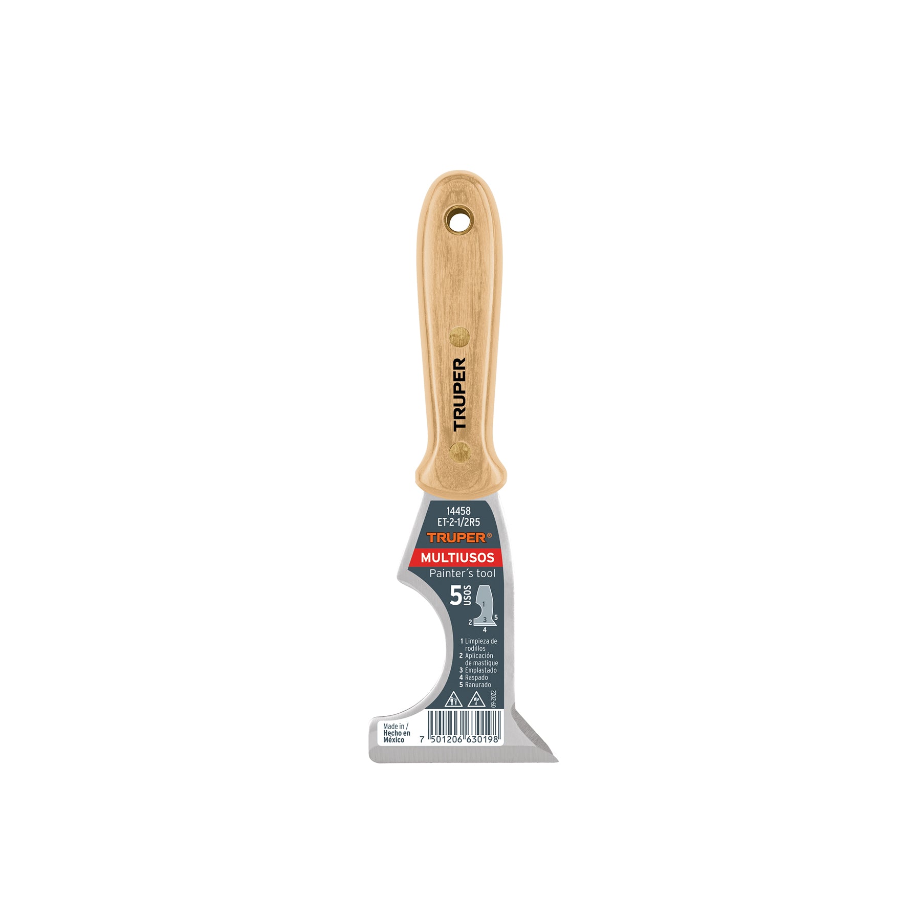 Espátula de 5 usos, mango de madera, 2-1/2"