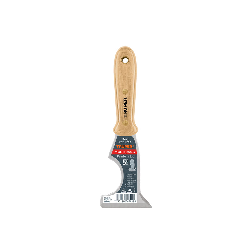 Espátula de 5 usos, mango de madera, 2-1/2"