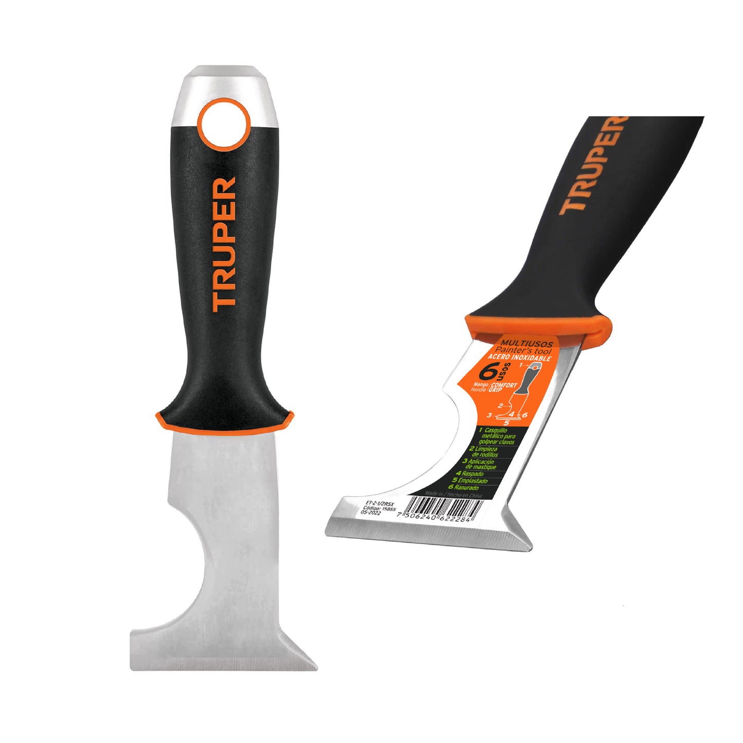 Espátula 2-1/2", rígida de 5 usos, acero inoxidable