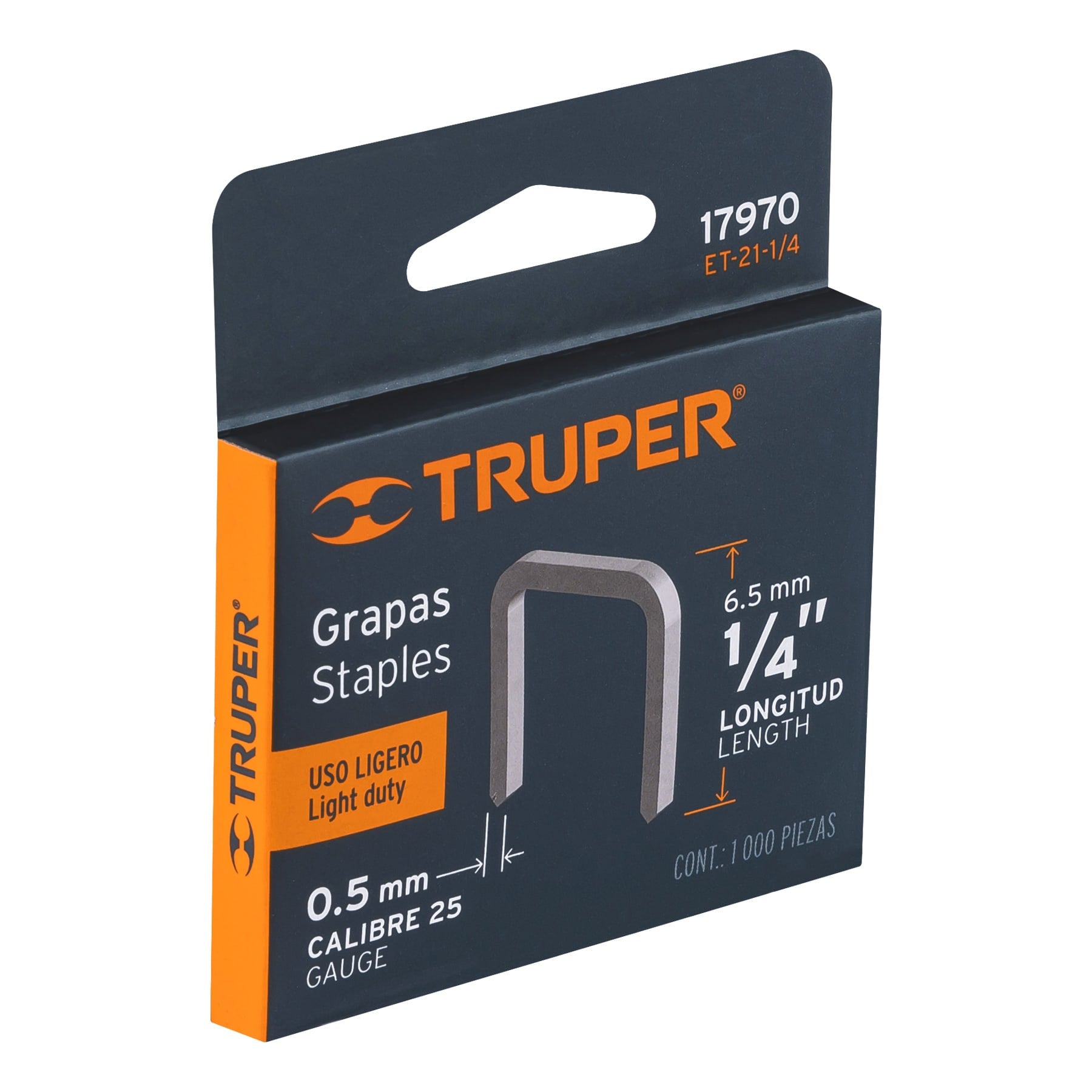 Grapas para et-21, 1/4", caja con 1000 piezas
